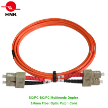 Cable de conexión de fibra óptica SC / PC-SC / PC, multimodo 62,5 Om1, dúplex, naranja, 3,0 mm, longitud personalizada